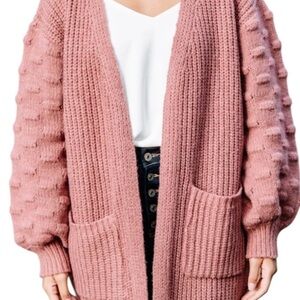 The Mint Pompom Cardigan Sweater Size Small